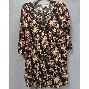 Umgee Floral Bell Sleeve Dress Size Medium